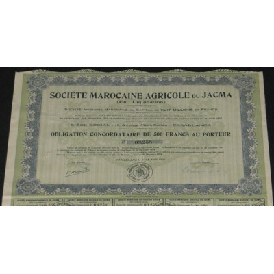 Sté Marocaine Agricole du Jacma (en liquidation) (Obl Concordataire)