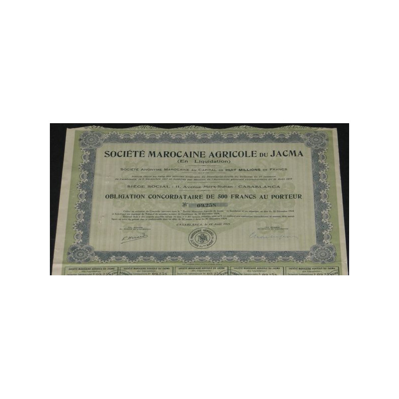 Sté Marocaine Agricole du Jacma (en liquidation) (Obl Concordataire)