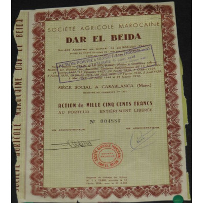 Sté Agricole Marocaine Dar El Beida (Act 1500 F)