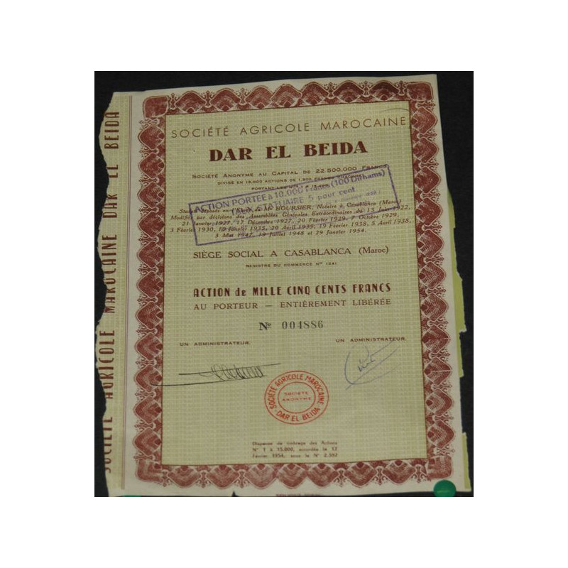 Sté Agricole Marocaine Dar El Beida (Act 1500 F)