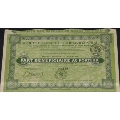 Sté des Naphtes du Rharb Central Pour l'Exploitation de Gisements Pétrolifères du Nord Marocain (PB)