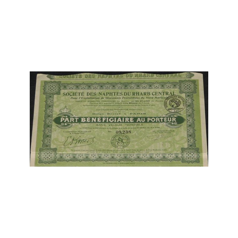 Sté des Naphtes du Rharb Central Pour l'Exploitation de Gisements Pétrolifères du Nord Marocain (PB)
