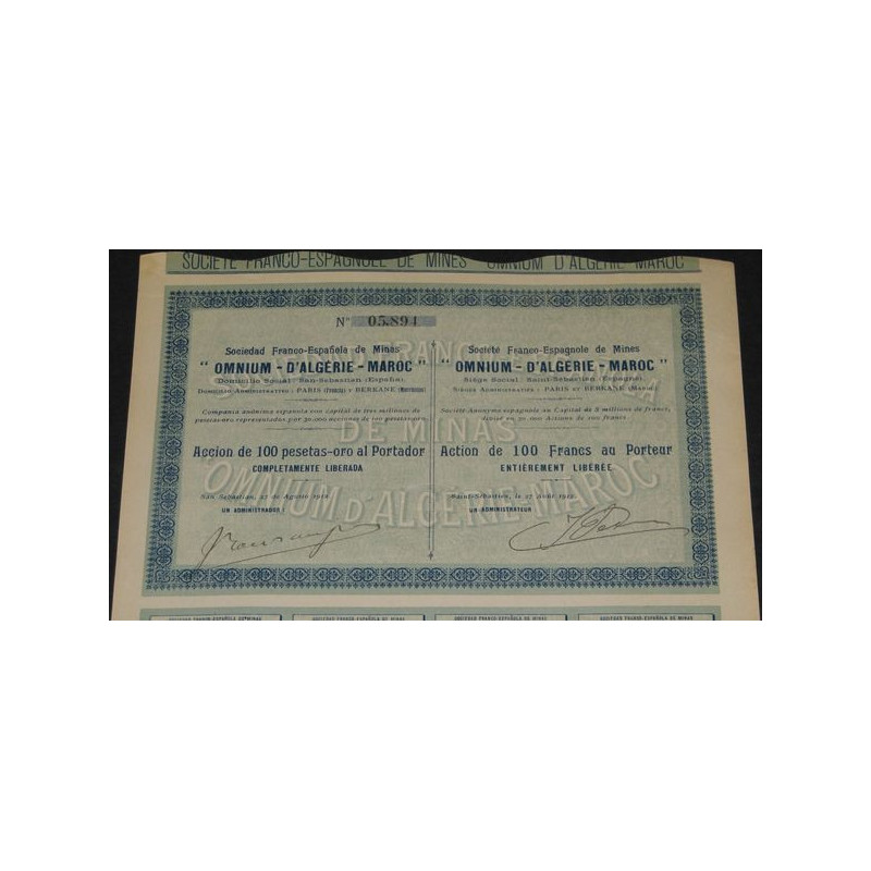 Sté Franco-Espagnole de Mines "Omnium - d'Algérie - Maroc"