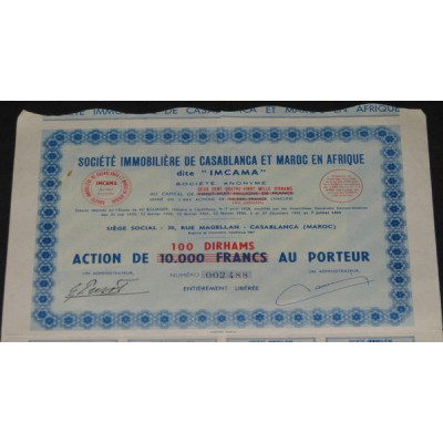 Sté Immobilière de Casablanca et Maroc en Afrique dite "Imcama"