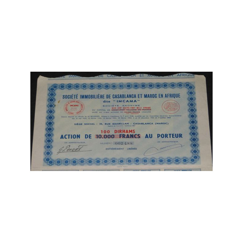 Sté Immobilière de Casablanca et Maroc en Afrique dite "Imcama"