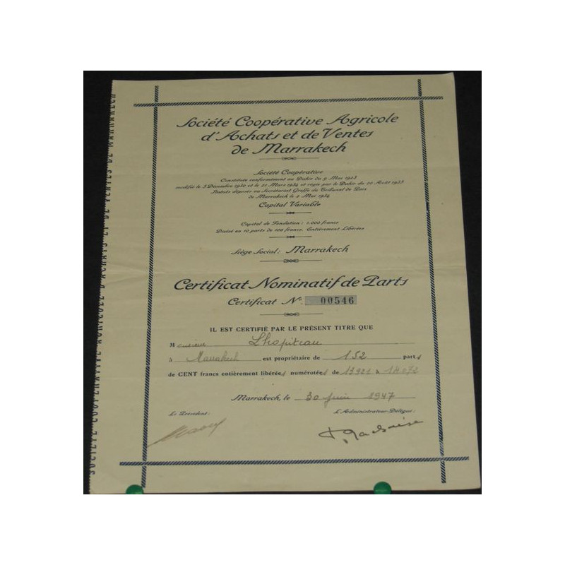 Sté Coopérative Agricole d'Achats et de Ventes de Marrakech