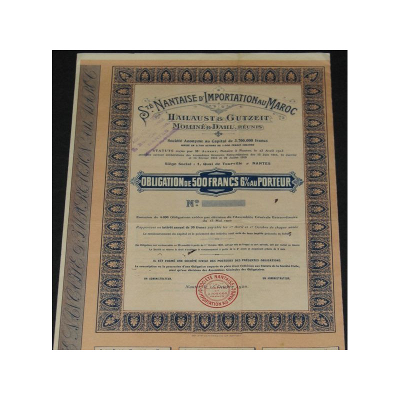 Sté Nantaise d'Importation au Maroc (Obl) (Blanquette)
