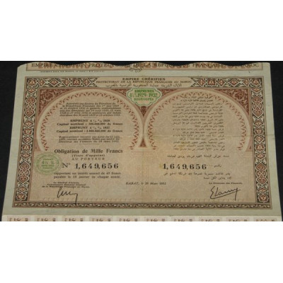 Empire Chérifien Emprunt 4.5 % 1929/1932 (Obl 01000 F)