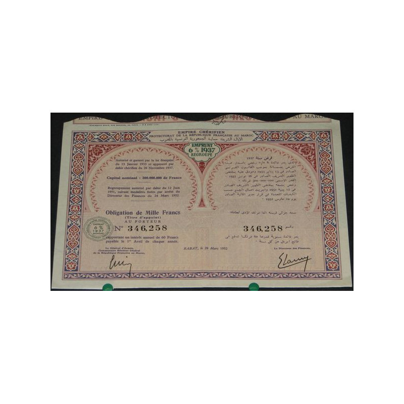 Empire Chérifien Emprunt 6 % 1937