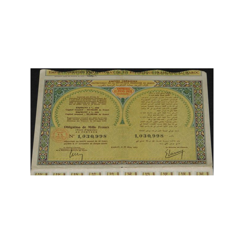 Empire Chérifien Emprunt 4 % 1930/1931