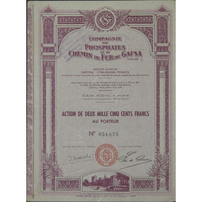 Cie des Phosphates et du Chemin de Fer de Gafsa (2500 F)