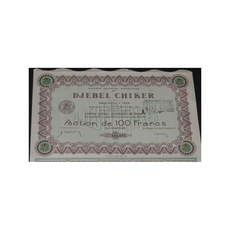 S.A. Marocaine du Djebel Chiker (tirage 400 000)
