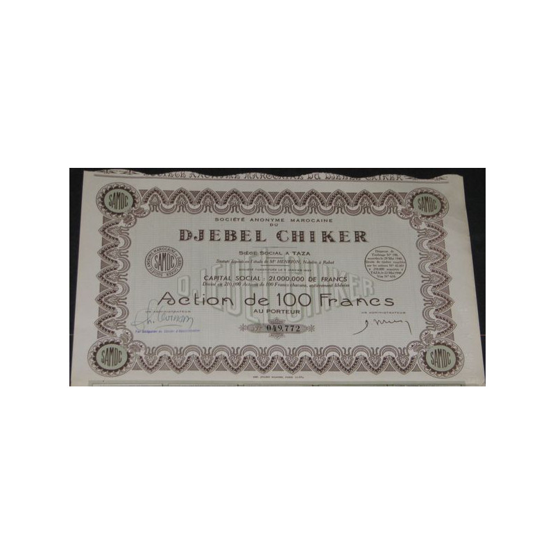 S.A. Marocaine du Djebel Chiker (tirage 210 000)