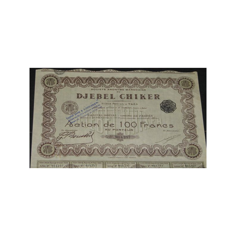S.A. Marocaine du Djebel Chiker (tirage 20 000)