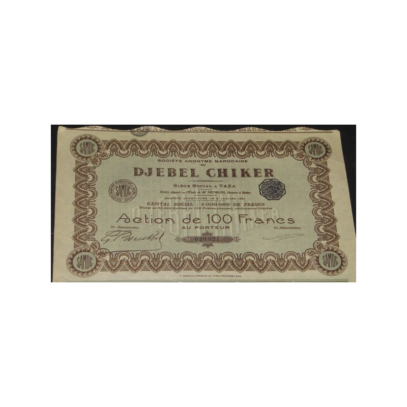 S.A. Marocaine du Djebel Chiker (tirage 30 000)