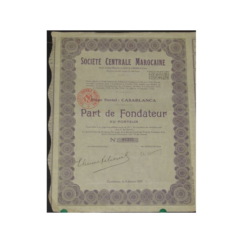 Sté Centrale Marocaine (PF)