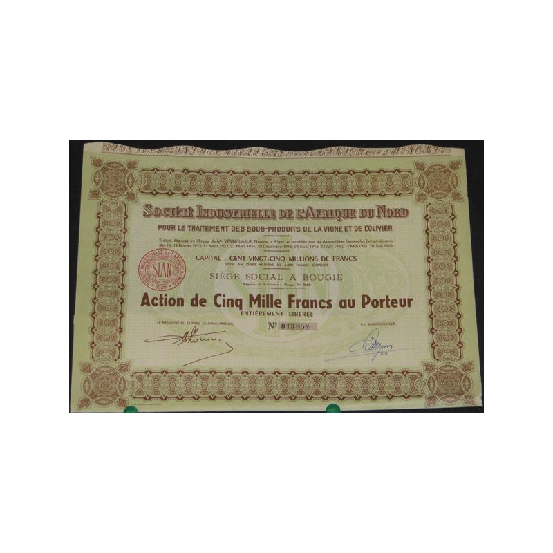 Sté Industrielle de l'Afrique du Nord pour le Traitement des Sous-Produits de la Vigne et de l'Olivier