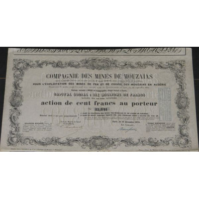 Cie des Mines de Mouzaias pour l'Exploitation des Mines de fer et de Cuivre des Mouzaias en Algérie
