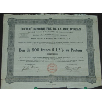 Sté Immobilière de la Rue d'Oran