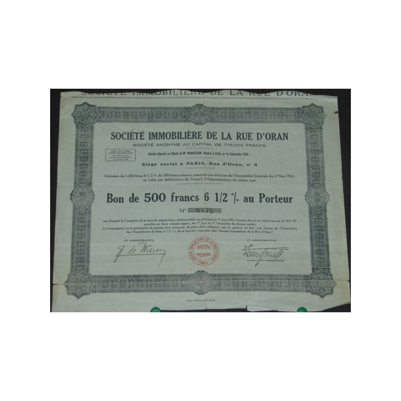Sté Immobilière de la Rue d'Oran