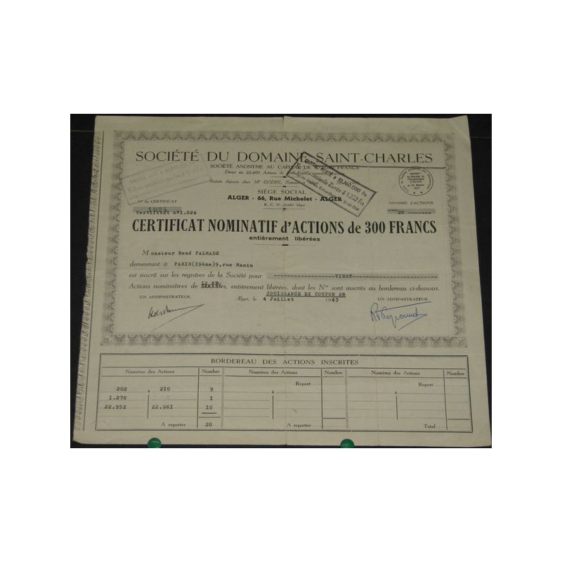 Sté du Domaine Saint-Charles