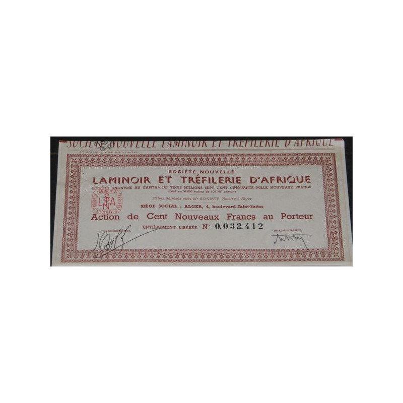 Sté nouvelle Laminoir et Tréfilerie d'Afrique