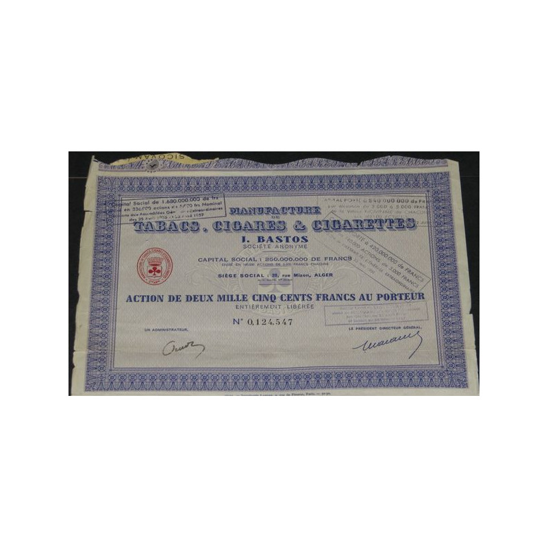 Manufacture de Tabacs Cigares & Cigarettes J. Bastos