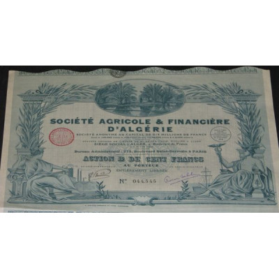 Sté Agricole & Financière d'Algérie (Act B 100 F)