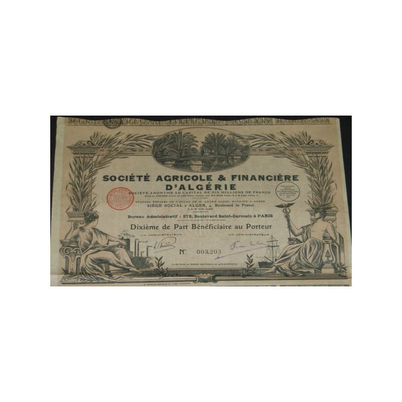 Sté Agricole & Financière d'Algérie (10ème PB)