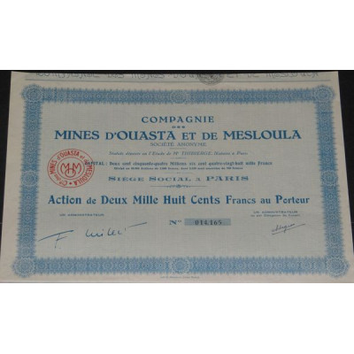 Cie des Mines d'Ouasta et de Mesloula (bleue)