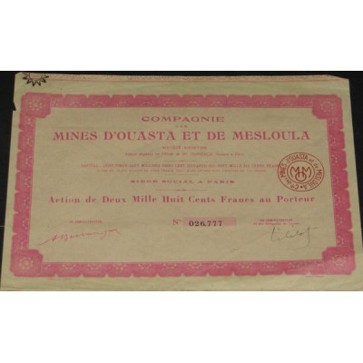 Cie des Mines d'Ouasta et de Mesloula (rose)