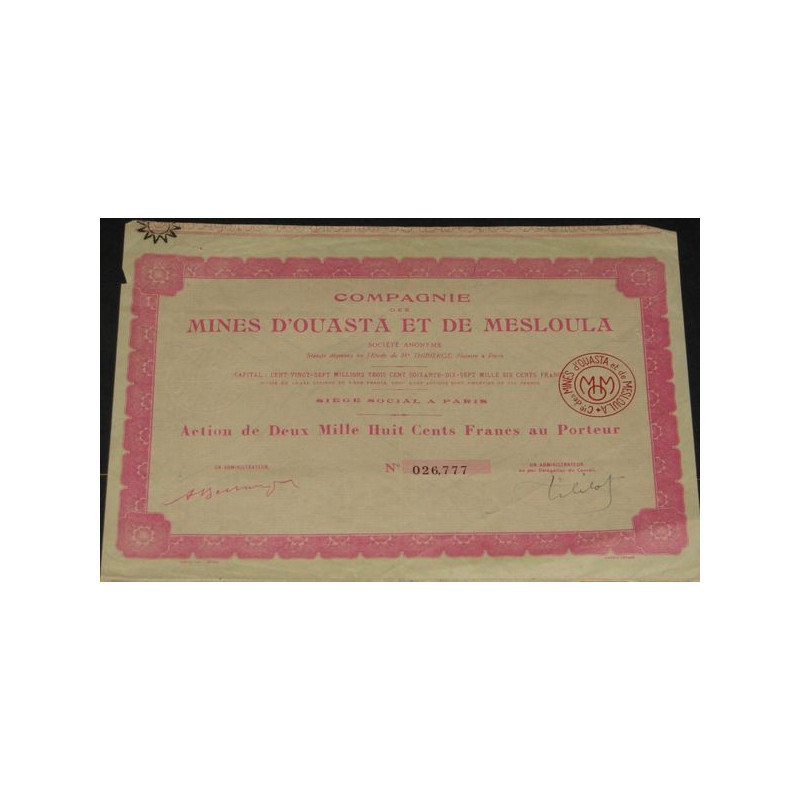 Cie des Mines d'Ouasta et de Mesloula (rose)