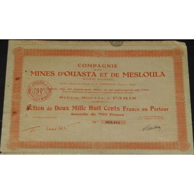 Cie des Mines d'Ouasta et de Mesloula (orange)
