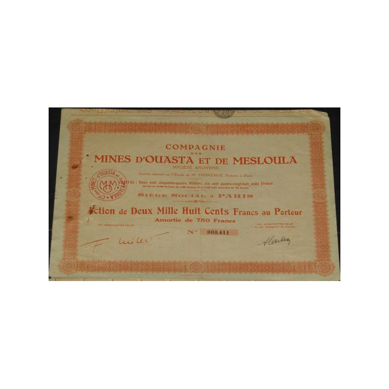 Cie des Mines d'Ouasta et de Mesloula (orange)