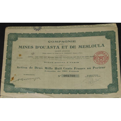 Cie des Mines d'Ouasta et de Mesloula (verte)