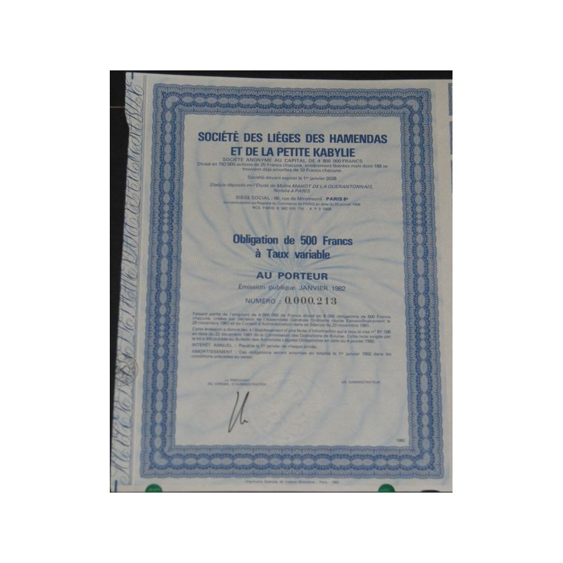 Sté des Lièges des Hamendas et de la Petite Kabylie