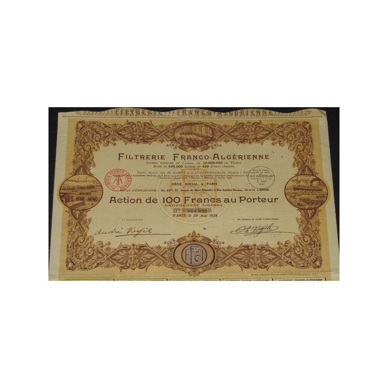 Filtrerie Franco-Algérienne (Act 100 F)