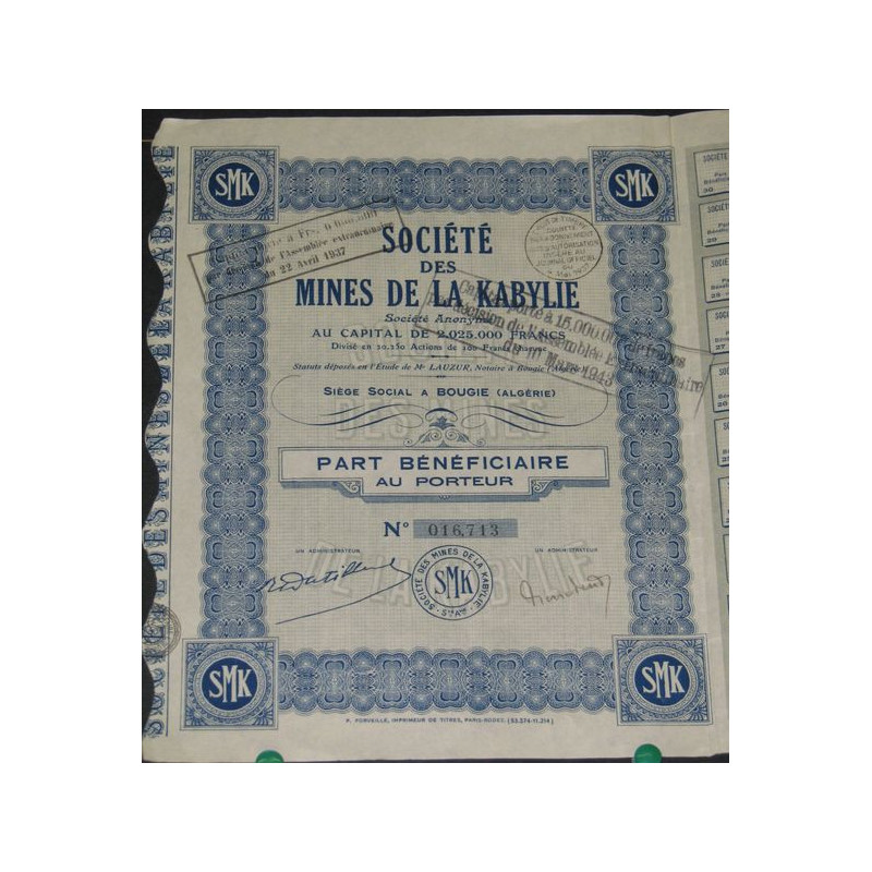 Sté des Mines de la Kabylie (PB)