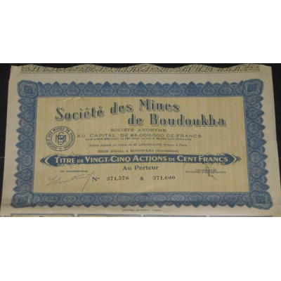 Sté des Mines de Boudoukha (Titre 25 Act 100 F)