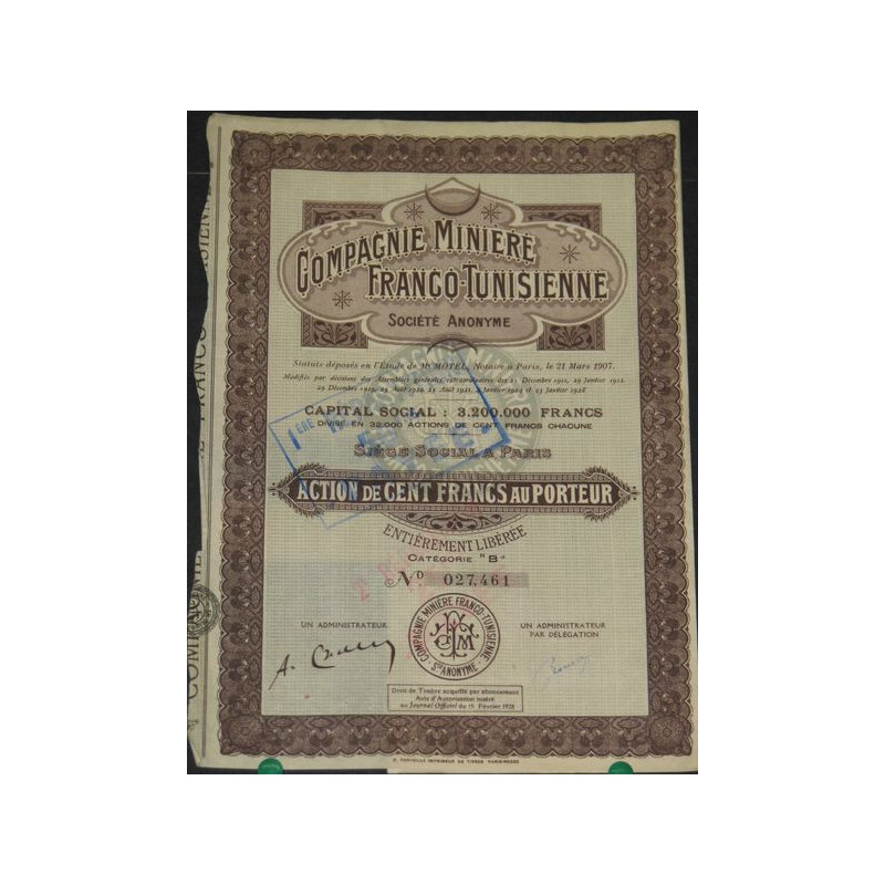 Cie Minière Franco-Tunisienne (Act marron)