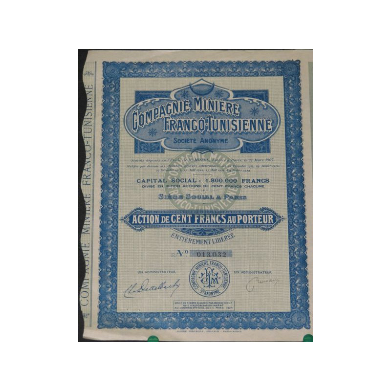 Cie Minière Franco-Tunisienne (Act bleue)