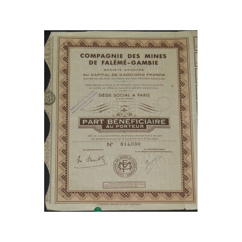 Cie des Mines de Falémé-Gambie (PB)