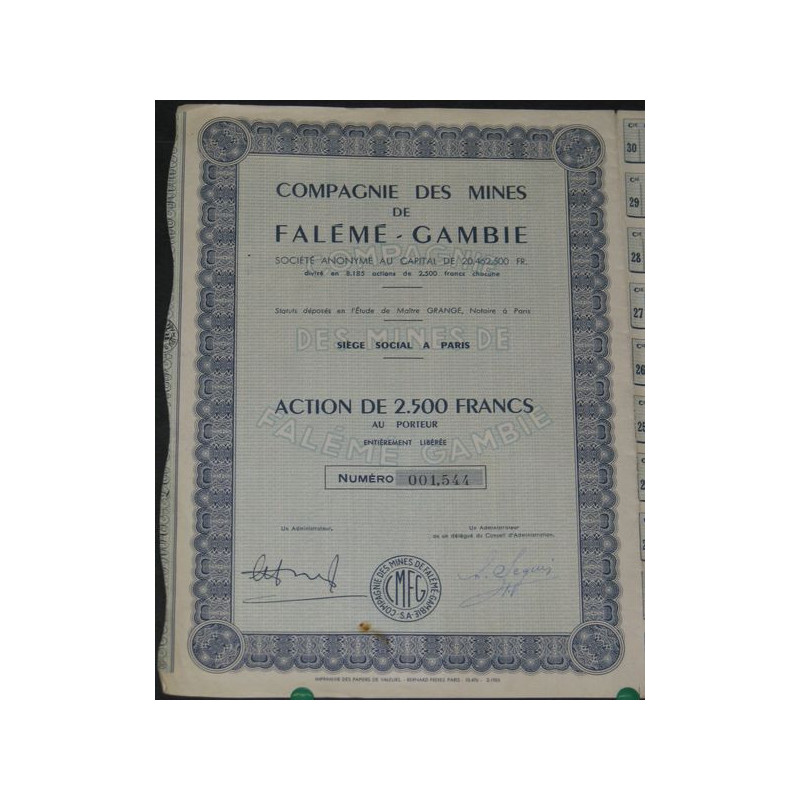 Cie des Mines de Falémé-Gambie (Act 2500 F)