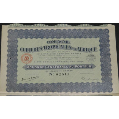 Cie de Cultures Tropicales en Afrique (Act 100 F)