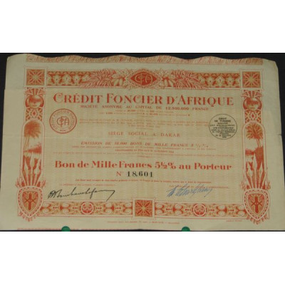 Crédit Foncier d'Afrique (Bon 1000 F)