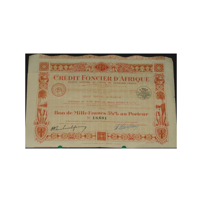 Crédit Foncier d'Afrique (Bon 1000 F)