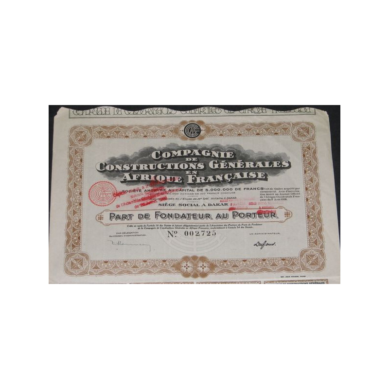 Cie de Constructions Générales en Afrique Française (PF)