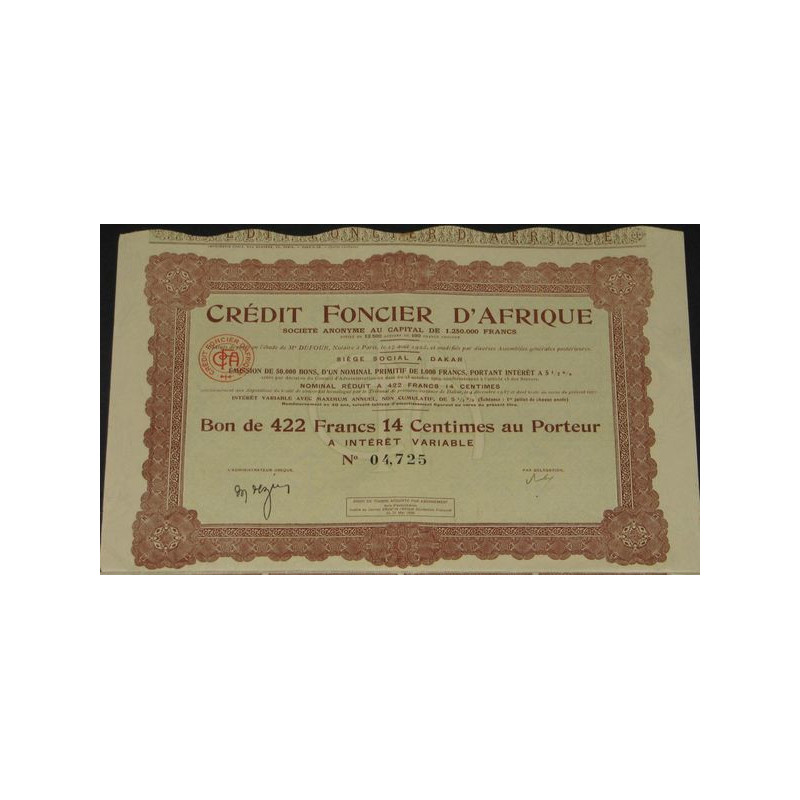 Crédit Foncier d'Afrique (Bon 422.14 F)