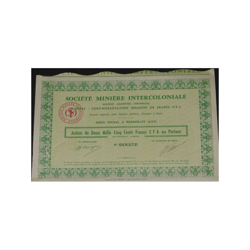 Sté Minière Intercoloniale (verte)