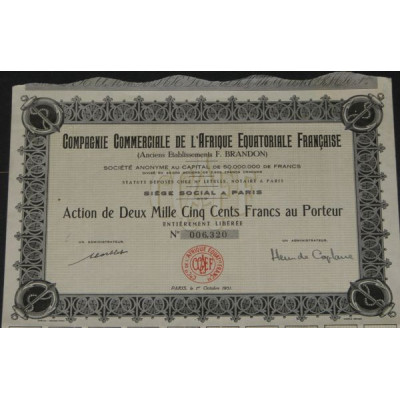 Cie Commerciale de l'Afrique Equatoriale Française (Anc Ets F. Brandon) (Act 2500 F)